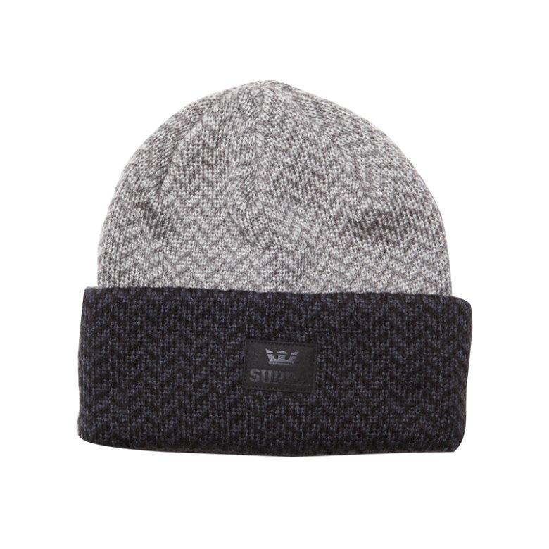 Supra Herring Beanie Kasketter Dame Grå Sort | EBO1L9O