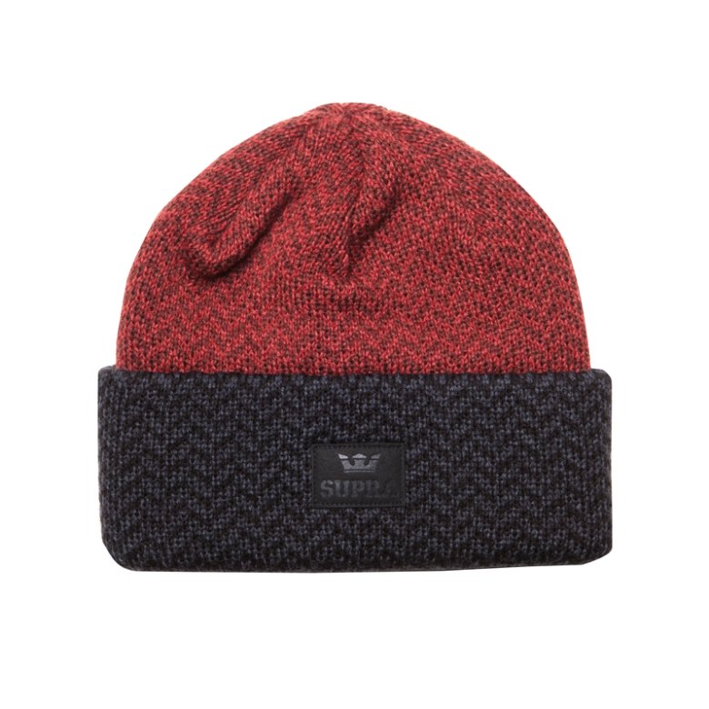 Supra Herring Beanie Kasketter Dame Sort Rød | ICGCH15