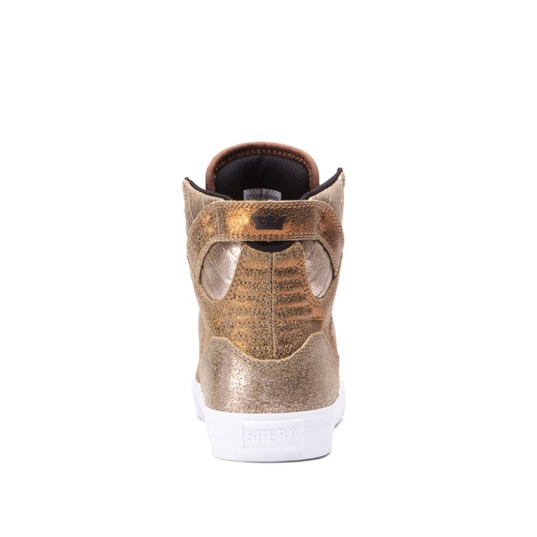 Supra Høje Skytop Sko Dame Guld Hvide | XFVE18C