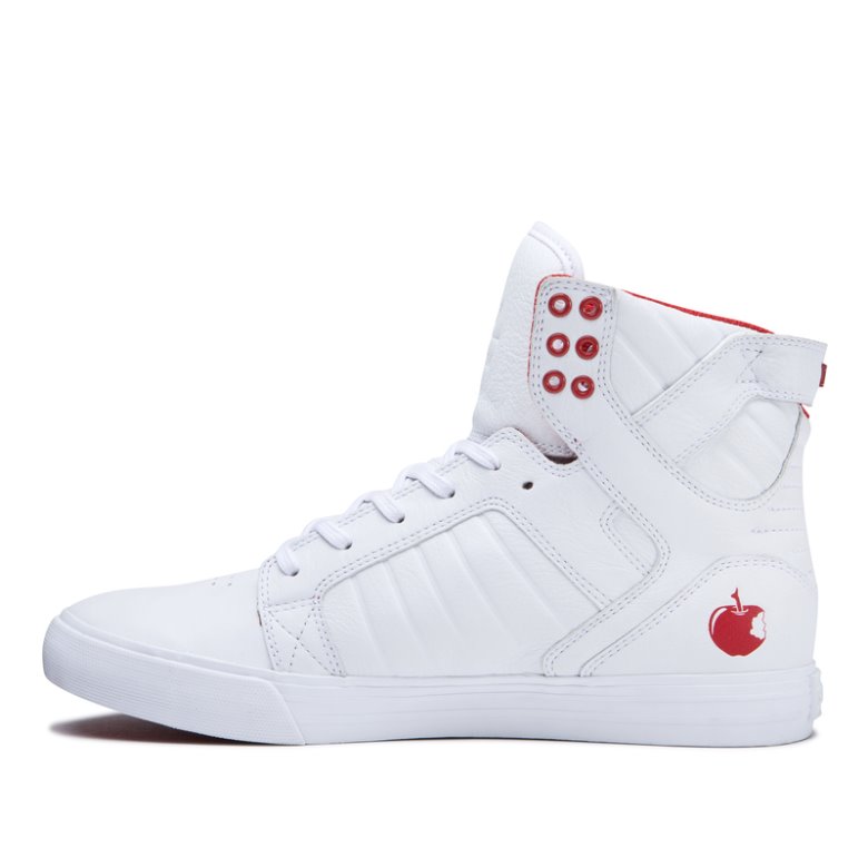 Supra Høje Skytop Sko Dame Hvide Rød | LJMCS6J