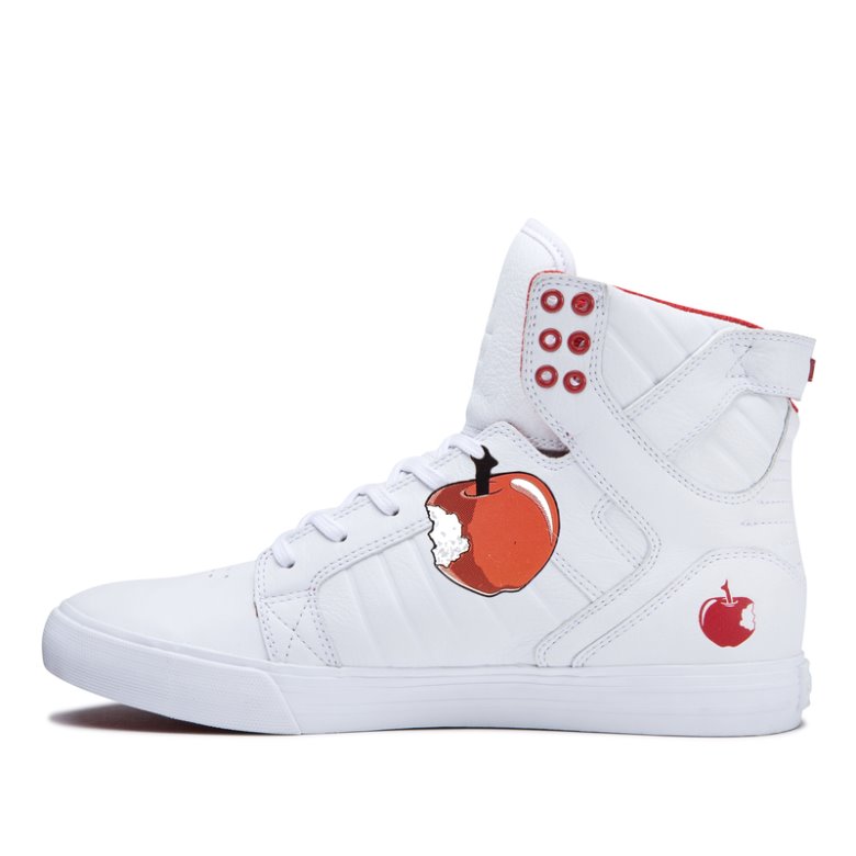 Supra Høje Skytop Sko Dame Hvide Rød | LJMCS6J