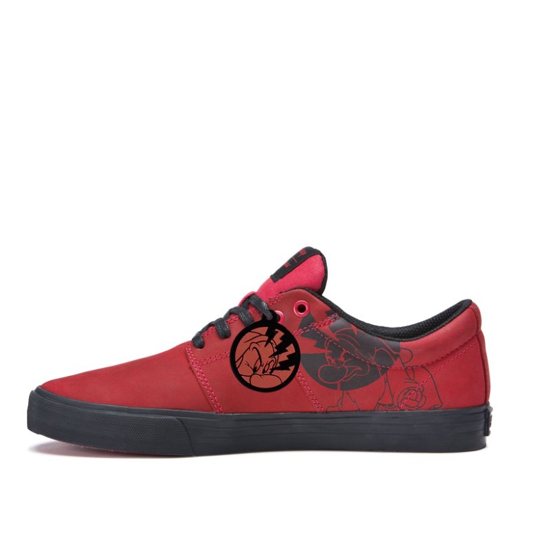 Supra Lave Stacks II Vulc Sko Dame Rød Sort | HAZI7YZ