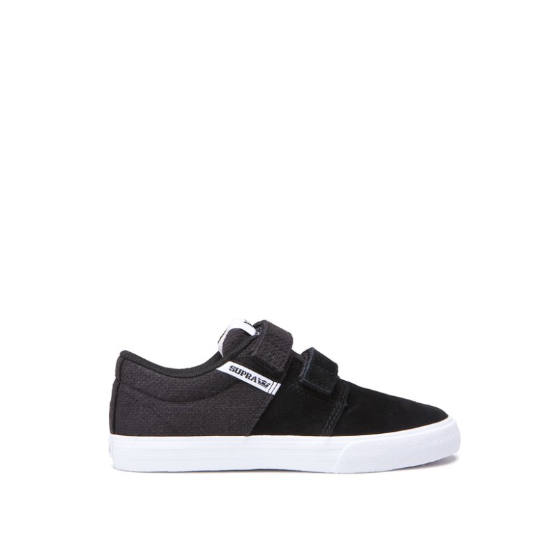 Supra Lave Stacks II Vulc Velcro Sko Børn Sort Hvide | MINILKR