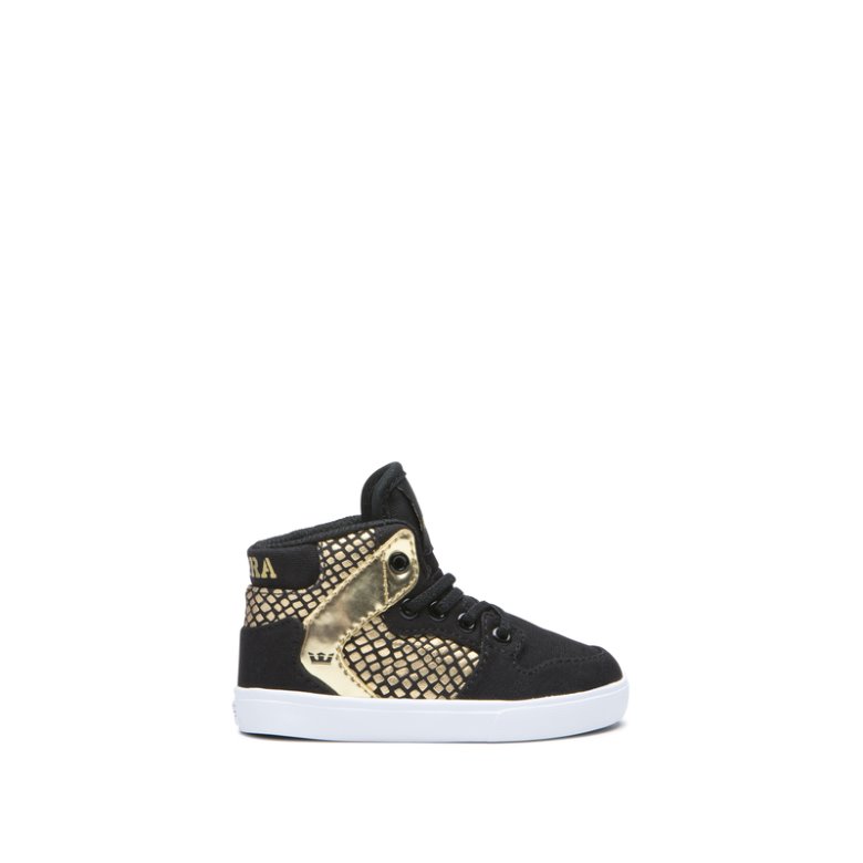 Supra Sneakers Vaider Sneakers Børn Sort Guld Hvide | MKGNJ4T