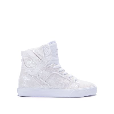 Supra Høje Skytop Sko Børn Hvide | 8YUDICZ