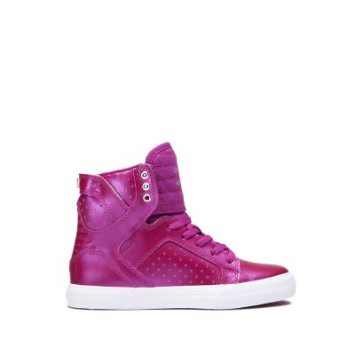 Supra Høje Skytop Sko Børn Lyserød Sølv | 6D1U8E3