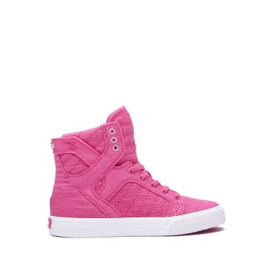 Supra Høje Skytop Sko Børn Lyserød Sølv | Y4W7ZTP