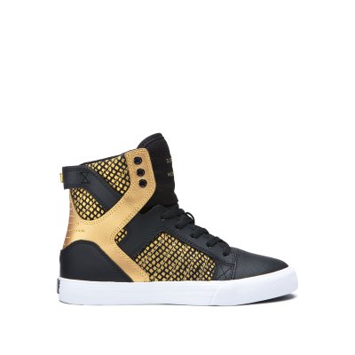 Supra Høje Skytop Sko Børn Sort Guld | 2KQXH87