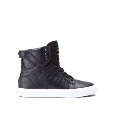 Supra Høje Skytop Sko Børn Sort Hvide Blå | SV4XCK8