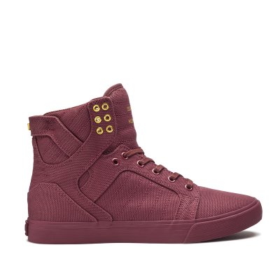 Supra Høje Skytop Sko Dame Bordeaux Guld | AFTL6VN