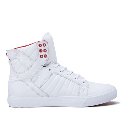 Supra Høje Skytop Sko Dame Hvide Rød | LJMCS6J