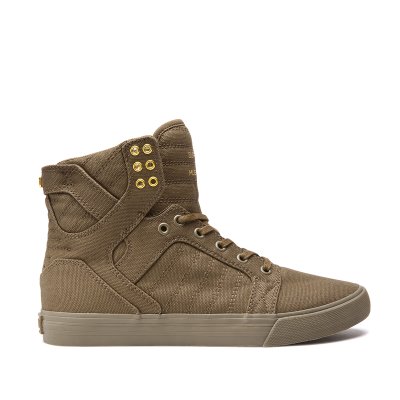 Supra Høje Skytop Sko Dame Olivengrøn Guld | NW687ZJ