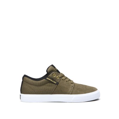 Supra Lave Stacks II Vulc Sko Børn Olivengrøn Hvide | G2BW8HG